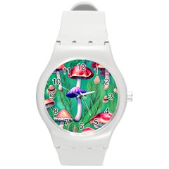 Foresty Mushroom Round Plastic Sport Watch (m) by GardenOfOphir