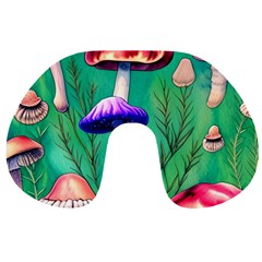 Foresty Mushroom Travel Neck Pillow by GardenOfOphir