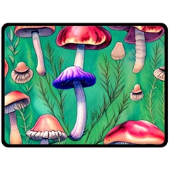 Foresty Mushroom Fleece Blanket (large) by GardenOfOphir