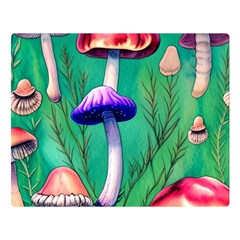 Foresty Mushroom One Side Premium Plush Fleece Blanket (large) by GardenOfOphir