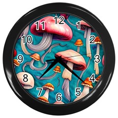 Witchy Mushroom Wall Clock (black) by GardenOfOphir