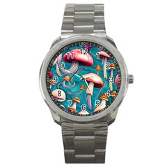 Witchy Mushroom Sport Metal Watch by GardenOfOphir