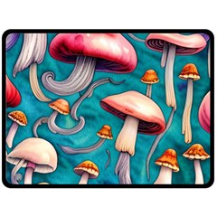 Witchy Mushroom One Side Fleece Blanket (large) by GardenOfOphir