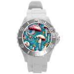 Witchy Mushroom Round Plastic Sport Watch (L) Front