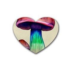 Tiny Mushroom Rubber Coaster (heart) by GardenOfOphir