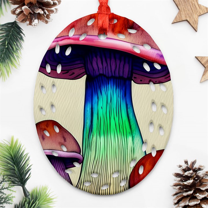 Tiny Mushroom Ornament (Oval Filigree)