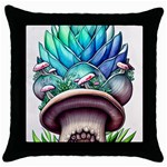 Mushrooms Nature s Little Wonders Throw Pillow Case (Black) Front