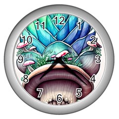 Mushrooms Nature s Little Wonders Wall Clock (silver) by GardenOfOphir