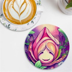 Forest Mushroom Uv Print Round Tile Coaster by GardenOfOphir