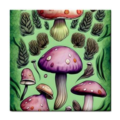 Witchy Forest Mushroom Tile Coaster by GardenOfOphir