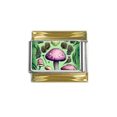 Witchy Forest Mushroom Gold Trim Italian Charm (9mm) by GardenOfOphir