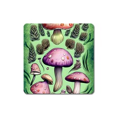 Witchy Forest Mushroom Square Magnet by GardenOfOphir