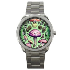 Witchy Forest Mushroom Sport Metal Watch by GardenOfOphir