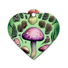 Witchy Forest Mushroom Dog Tag Heart (one Side) by GardenOfOphir