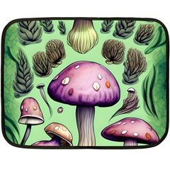 Witchy Forest Mushroom One Side Fleece Blanket (mini) by GardenOfOphir