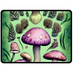 Witchy Forest Mushroom One Side Fleece Blanket (large) by GardenOfOphir