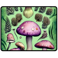 Witchy Forest Mushroom One Side Fleece Blanket (medium) by GardenOfOphir