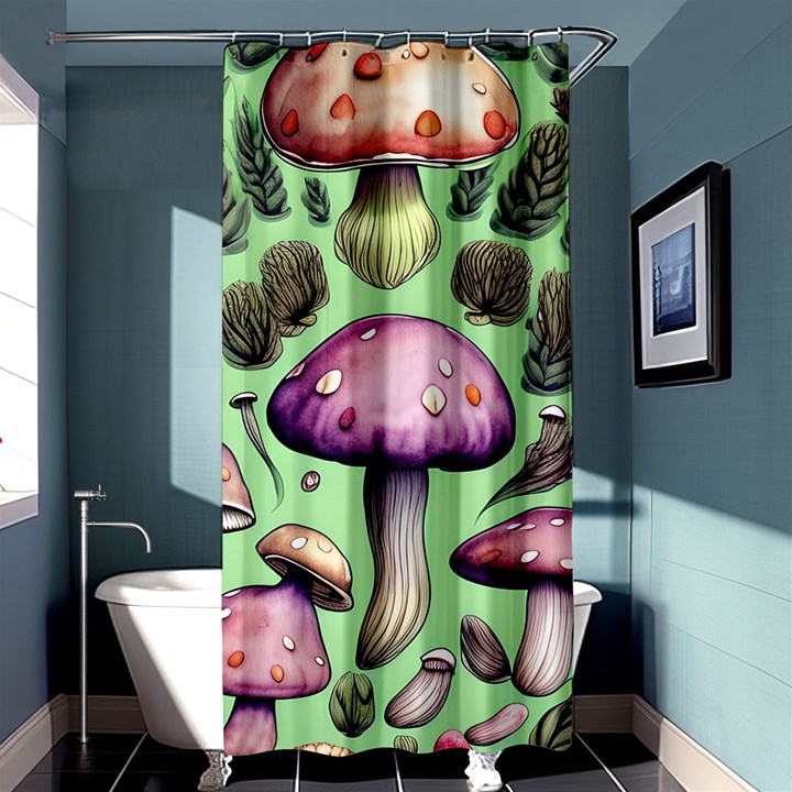 Witchy Forest Mushroom Shower Curtain 36  x 72  (Stall) 