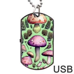 Witchy Forest Mushroom Dog Tag Usb Flash (two Sides) by GardenOfOphir