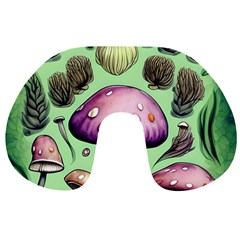 Witchy Forest Mushroom Travel Neck Pillow by GardenOfOphir