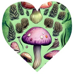 Witchy Forest Mushroom Wooden Puzzle Heart by GardenOfOphir