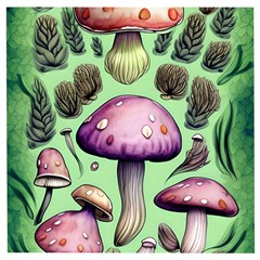 Witchy Forest Mushroom Wooden Puzzle Square by GardenOfOphir