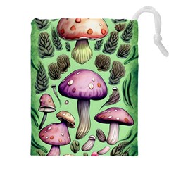 Witchy Forest Mushroom Drawstring Pouch (5xl) by GardenOfOphir