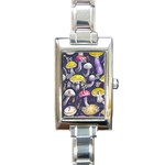 Fantasy Woodland Mushroom Rectangle Italian Charm Watch Front