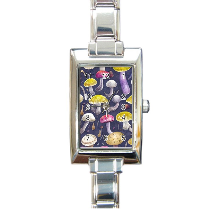 Fantasy Woodland Mushroom Rectangle Italian Charm Watch