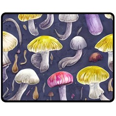 Fantasy Woodland Mushroom One Side Fleece Blanket (medium) by GardenOfOphir