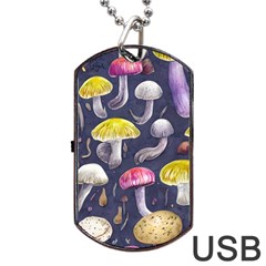 Fantasy Woodland Mushroom Dog Tag Usb Flash (one Side) by GardenOfOphir