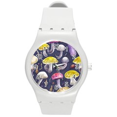 Fantasy Woodland Mushroom Round Plastic Sport Watch (m) by GardenOfOphir