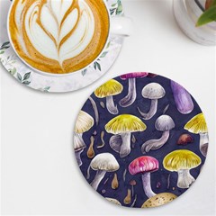 Fantasy Woodland Mushroom Uv Print Round Tile Coaster by GardenOfOphir