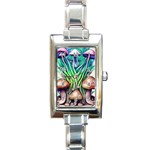 Goblin Core Forest Mushroom Rectangle Italian Charm Watch Front