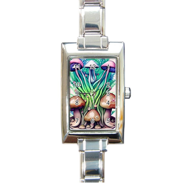 Goblin Core Forest Mushroom Rectangle Italian Charm Watch