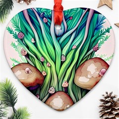 Goblin Core Forest Mushroom Ornament (heart) by GardenOfOphir