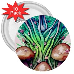 Goblin Core Forest Mushroom 3  Buttons (10 Pack)  by GardenOfOphir