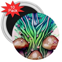 Goblin Core Forest Mushroom 3  Magnets (10 Pack)  by GardenOfOphir