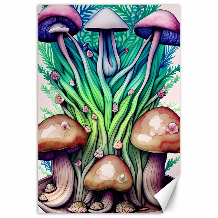 Goblin Core Forest Mushroom Canvas 12  x 18 