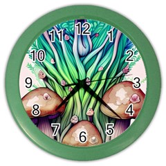 Goblin Core Forest Mushroom Color Wall Clock by GardenOfOphir