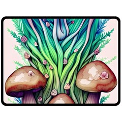 Goblin Core Forest Mushroom One Side Fleece Blanket (large) by GardenOfOphir