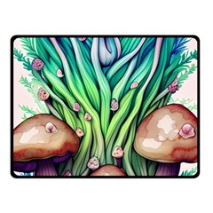 Goblin Core Forest Mushroom One Side Fleece Blanket (small) by GardenOfOphir