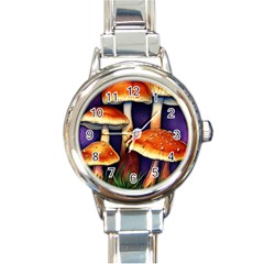 Nature s Woodsy Mushrooms Round Italian Charm Watch by GardenOfOphir