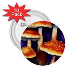 Nature s Woodsy Mushrooms 2 25  Buttons (10 Pack)  by GardenOfOphir