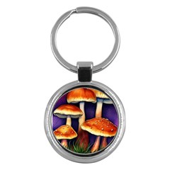 Nature s Woodsy Mushrooms Key Chain (round) by GardenOfOphir