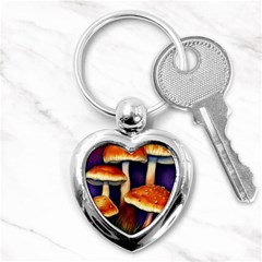 Nature s Woodsy Mushrooms Key Chain (heart) by GardenOfOphir