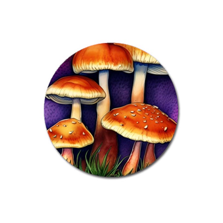 Nature s Woodsy Mushrooms Magnet 3  (Round)