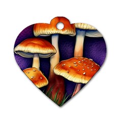 Nature s Woodsy Mushrooms Dog Tag Heart (one Side) by GardenOfOphir