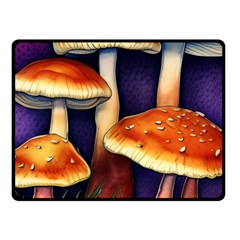 Nature s Woodsy Mushrooms One Side Fleece Blanket (small) by GardenOfOphir