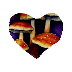 Nature s Woodsy Mushrooms Standard 16  Premium Heart Shape Cushions by GardenOfOphir